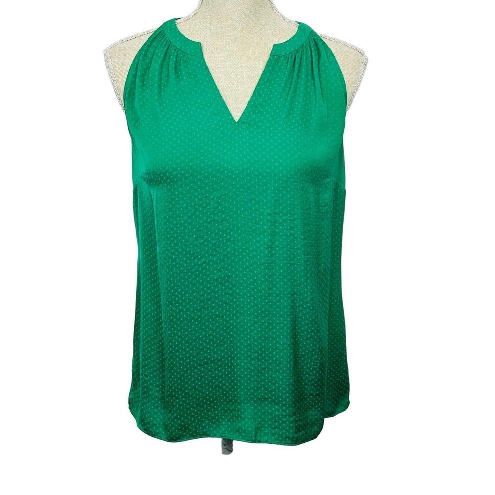 CAbi Halter Style Blouse Tank Polka Dot V-Neck Style 5549 Womens Sz XS Green EUC